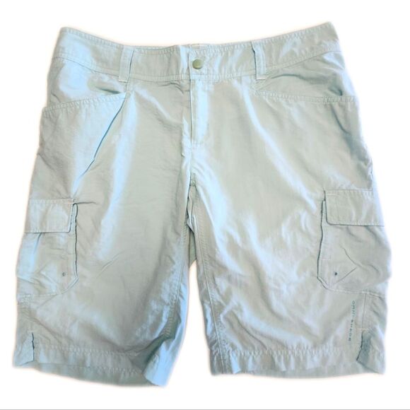 Columbia Light Blue Aqua 100% Nylon Cargo Shorts, Swim Shorts, Size 10 - Picture 1 of 11
